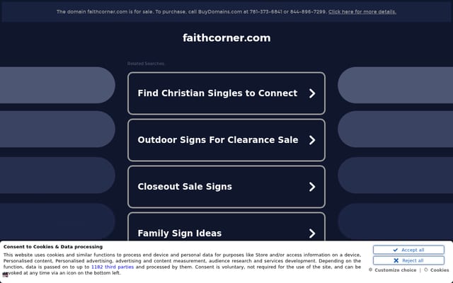 Screenshot of faithcorner.com