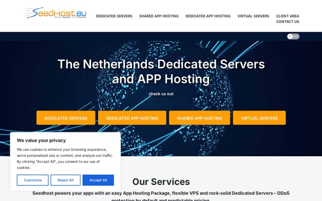 Screenshot of seedhost.eu