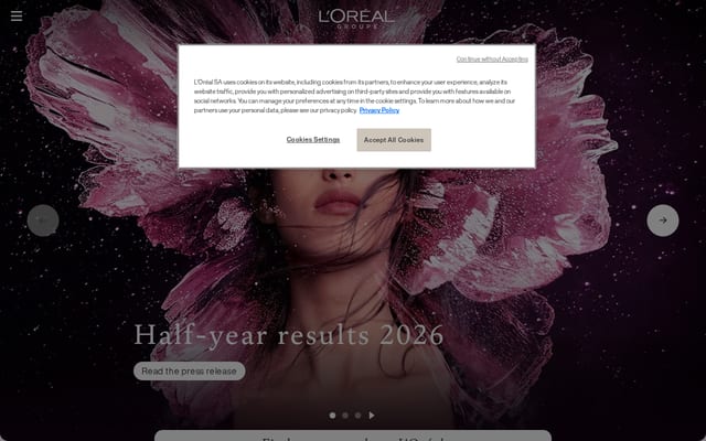 Screenshot of loreal.com