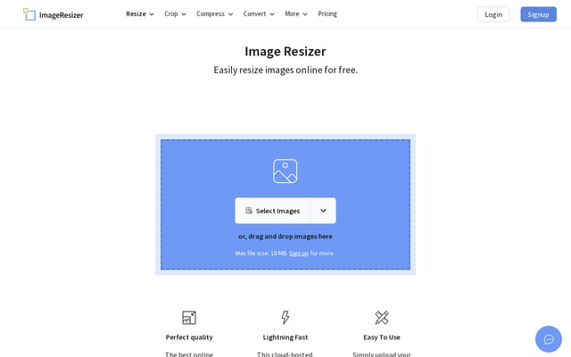 Screenshot of imageresizer.com