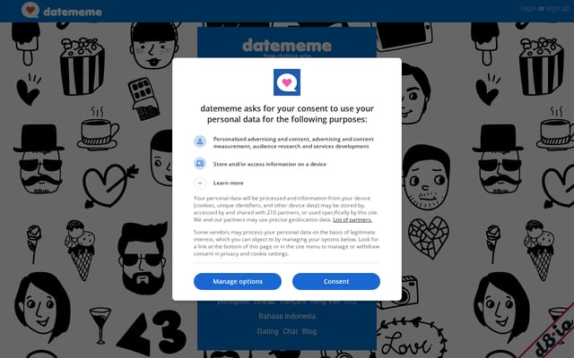 Screenshot of datememe.com
