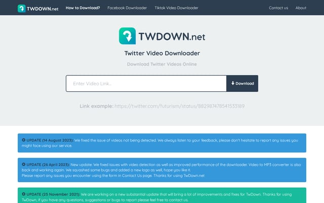 Screenshot of twdown.net