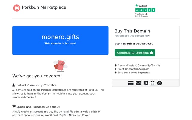 Screenshot of monero.gifts