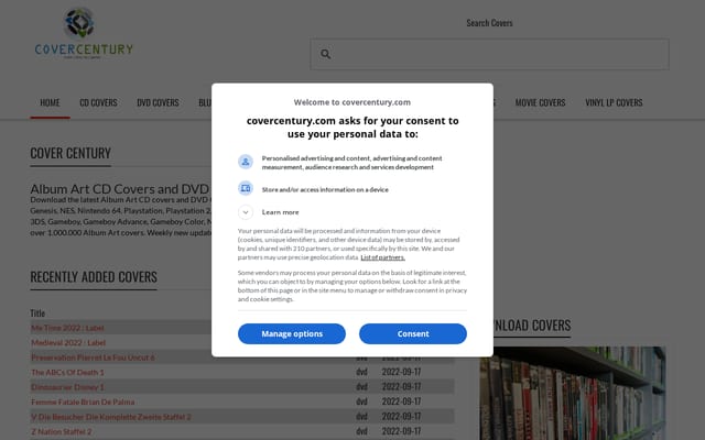 Screenshot of covercentury.com