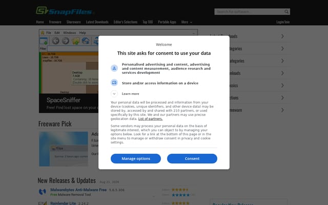 Screenshot of snapfiles.com