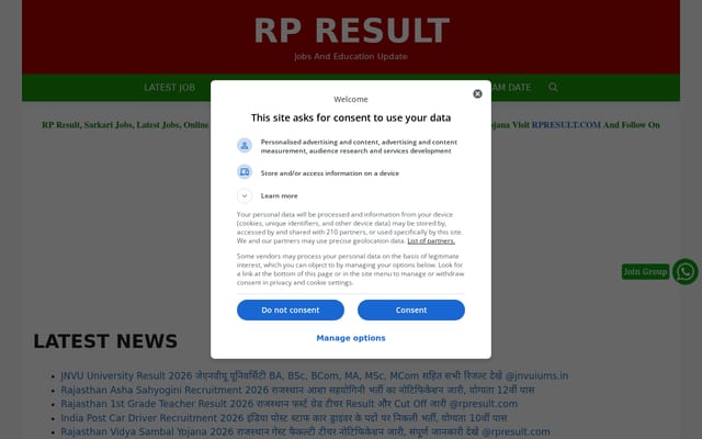 Screenshot of rpresult.com