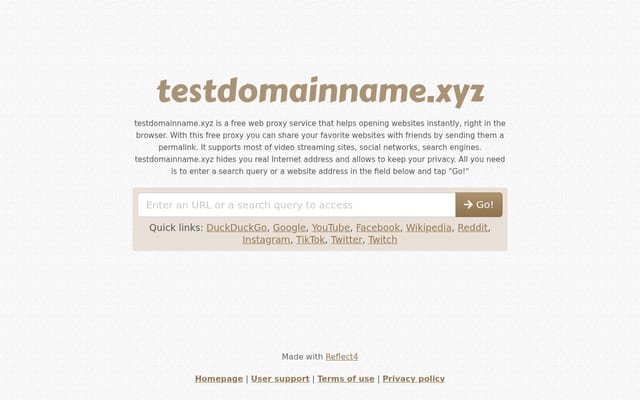 Screenshot of testdomainname.xyz