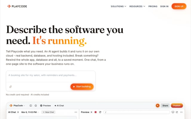 Screenshot of playcode.io