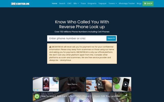 Screenshot of dbcenter.uk