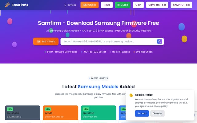 Screenshot of samfirms.com