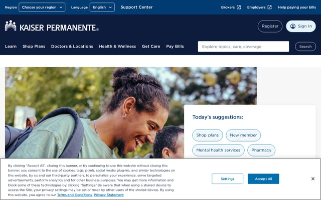 Screenshot of kaiserpermanente.org