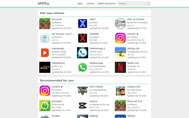 Screenshot of apktoy.com
