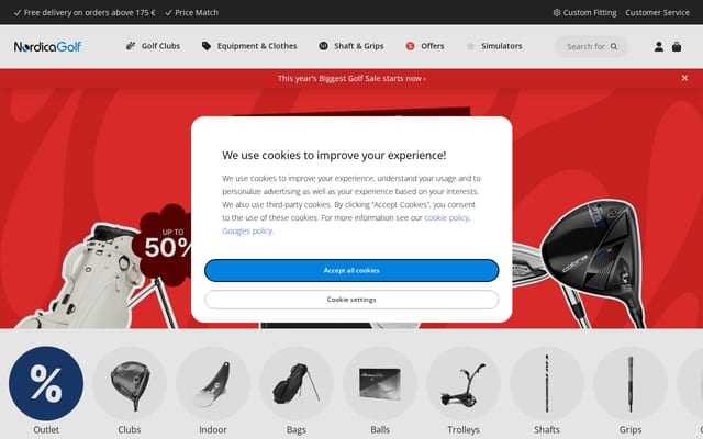 Screenshot of nordicagolf.com