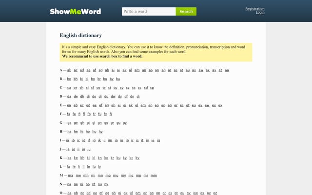 Screenshot of showmeword.com