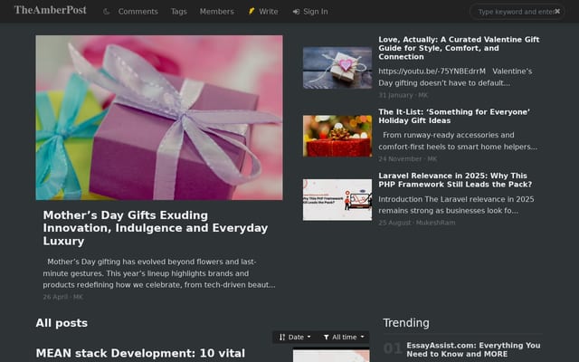 Screenshot of theamberpost.com