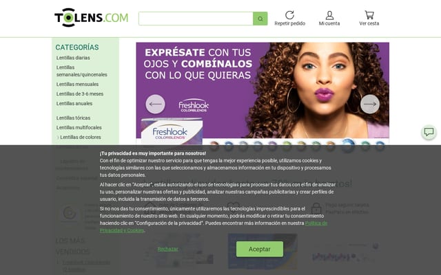 Screenshot of tolens.com