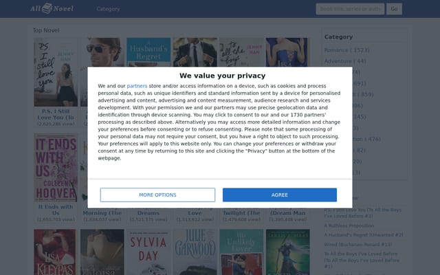 Screenshot of allnovel.net