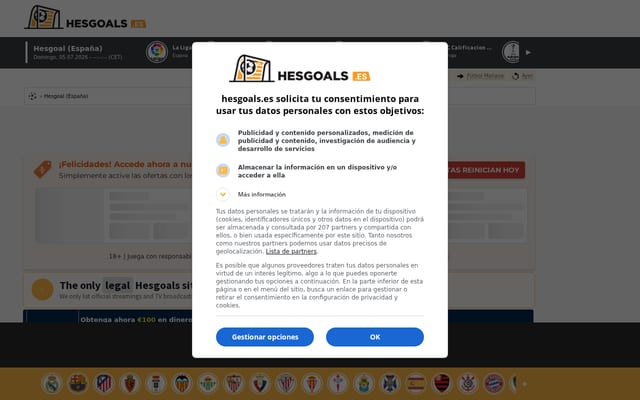 Screenshot of hesgoals.es