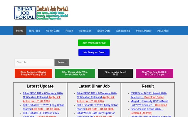 Screenshot of biharjobportal.com