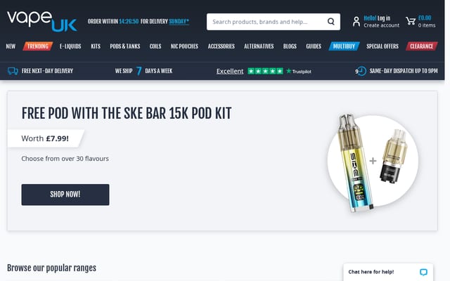 Screenshot of vapeuk.co.uk