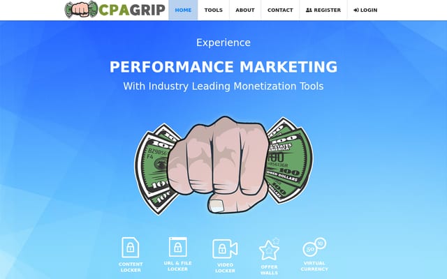 Screenshot of cpagrip.com