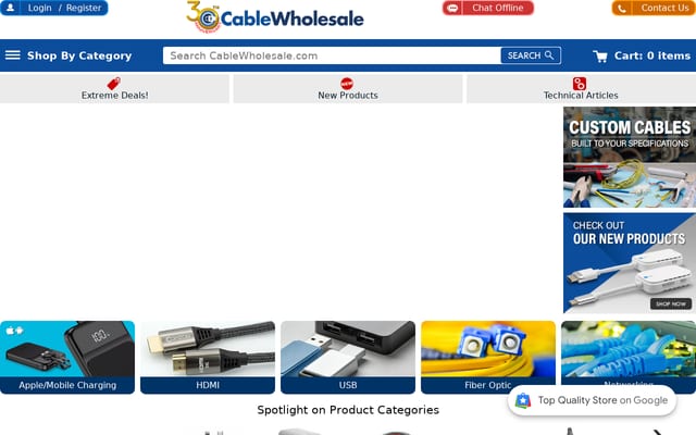 Screenshot of cablewholesale.com