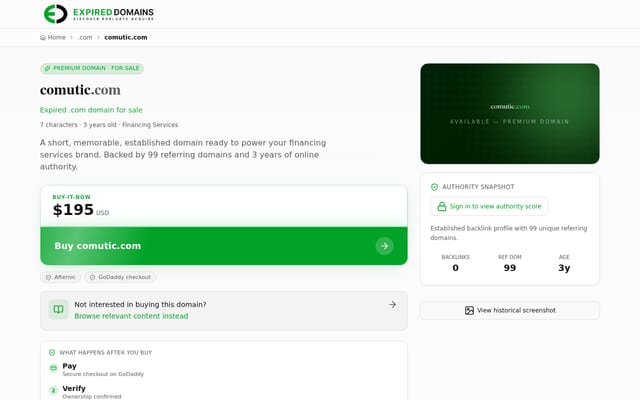 Screenshot of comutic.com