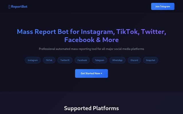 Screenshot of reportbot.eu