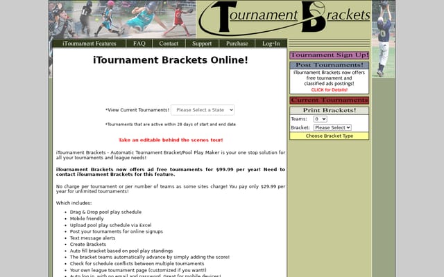 Screenshot of itournamentbrackets.com