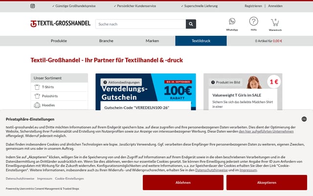 Screenshot of textil-grosshandel.eu