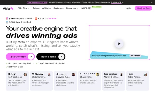 Screenshot of tryatria.com