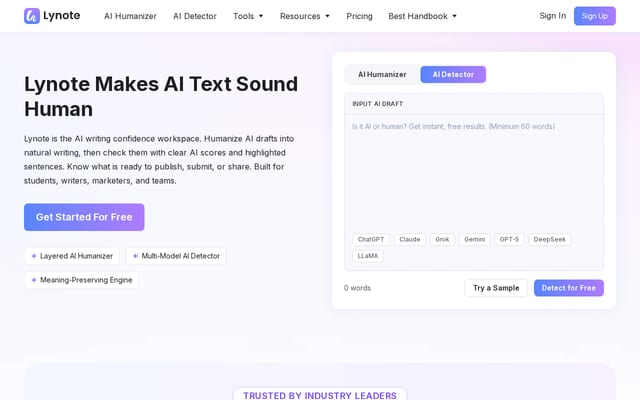 Screenshot of lynote.ai