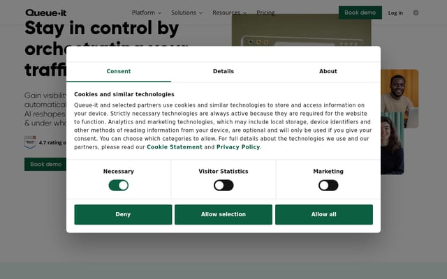 Screenshot of queue-it.com