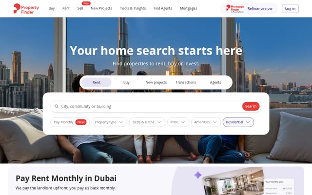 Screenshot of propertyfinder.ae