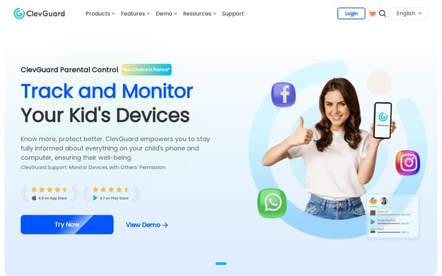 Screenshot of clevguard.com