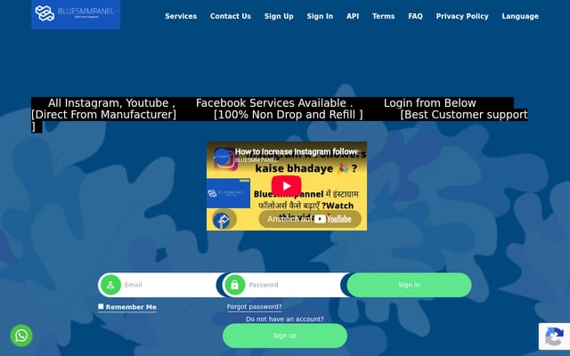 Screenshot of bluesmmpanel.com