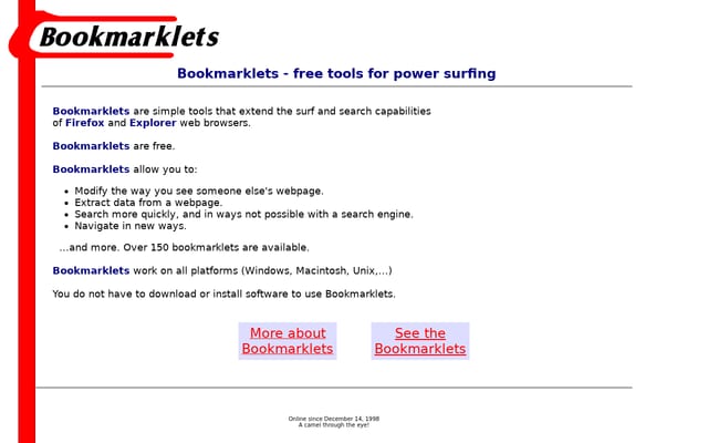 Screenshot of bookmarklets.com