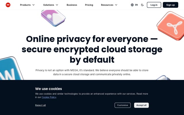 Screenshot of mega.nz
