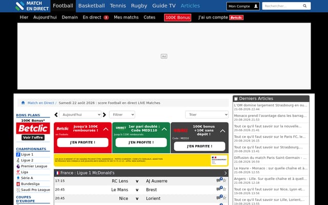 Screenshot of matchendirect.fr