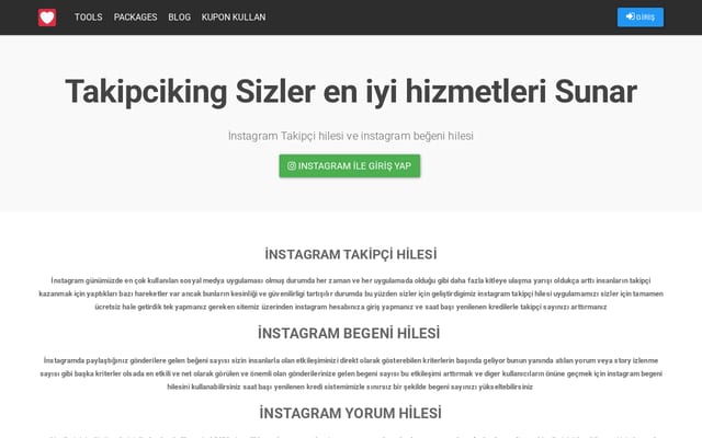 Screenshot of takipciking.net