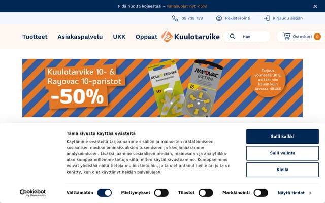 Screenshot of kuulotarvike.fi