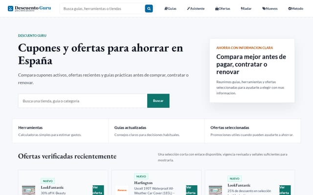 Screenshot of descuento.guru