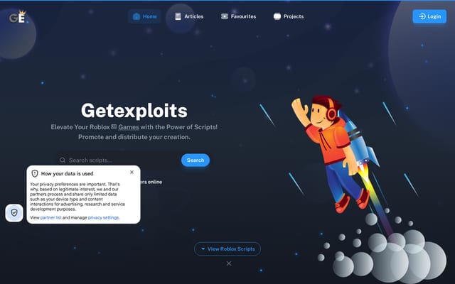 Screenshot of getexploits.com
