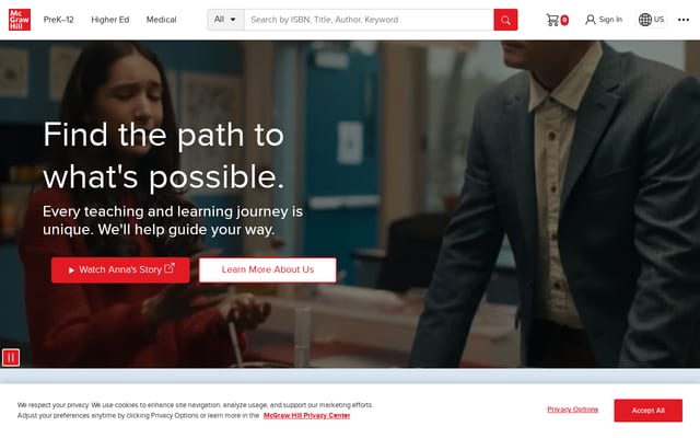Screenshot of mheducation.com