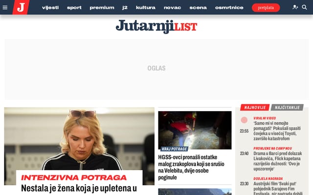 Screenshot of jutarnji.hr