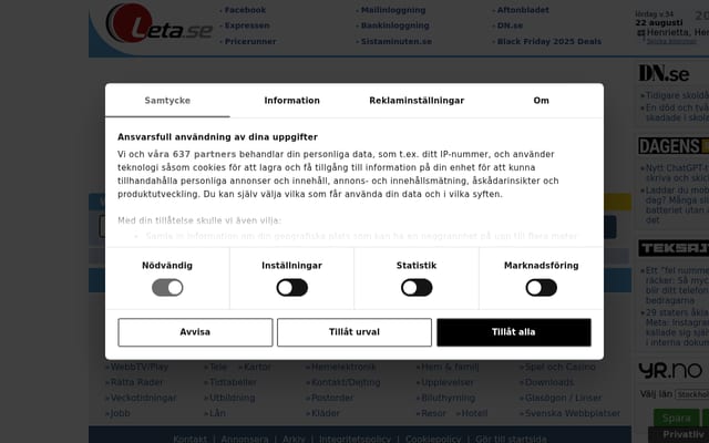 Screenshot of leta.se