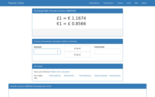 Screenshot of pounds2euro.com