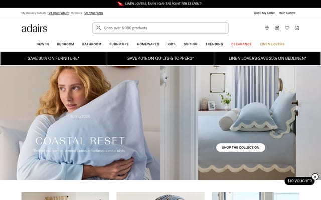 Screenshot of adairs.com.au