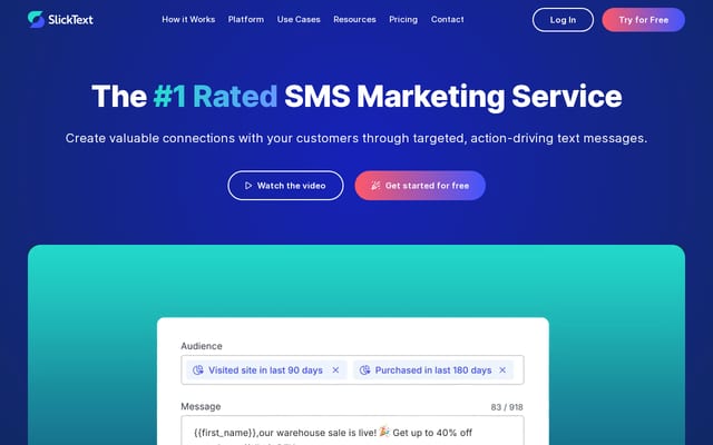 Screenshot of slicktext.com