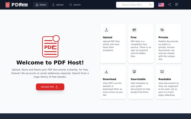 Screenshot of pdfhost.io
